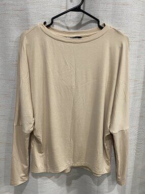 Fashion Long Sleeve Top Cream Medium Womens (345)
